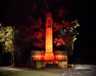 Memorial Statue at night